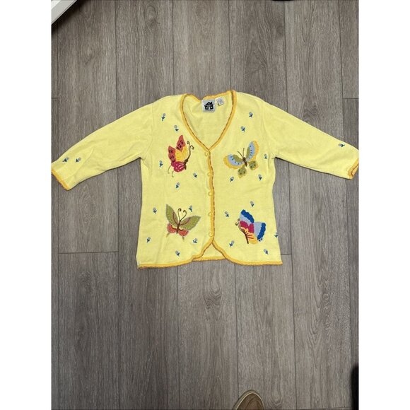 Storybook Knits Exclusively for HSN SIZE L YELLOW BUTTERFLIES - Picture 1 of 12